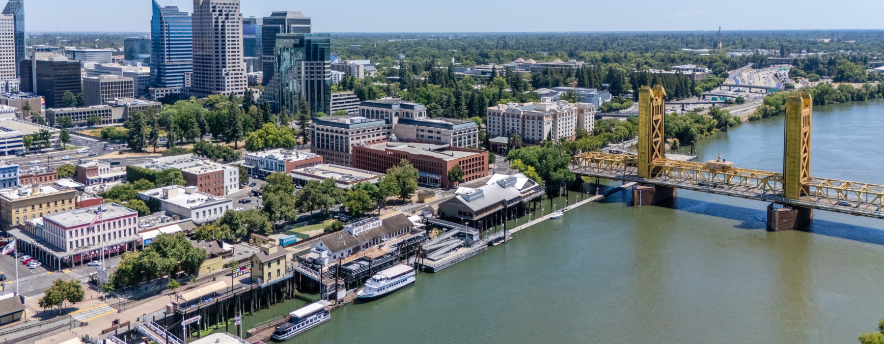 Lake in Sacramento with bridge