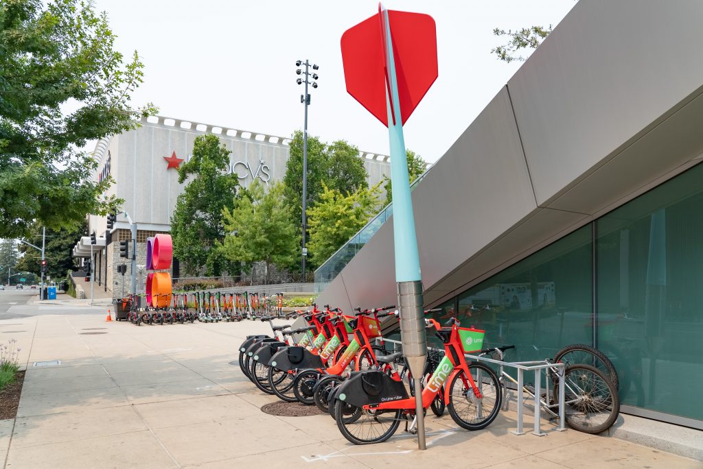 Shared bikes and scooters at the DOCO