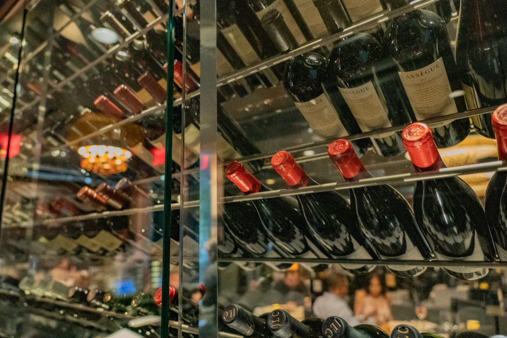 wine racks at Morton's Sacramento